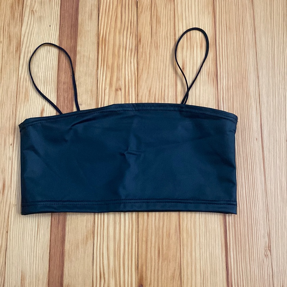 New black leather cropped tank